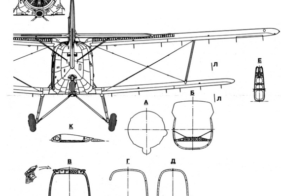 Антонов Ан-2 чертежи (рисунки) самолета